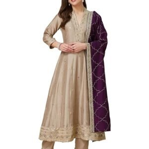 mokosh women's silk embroidered kurta pant dupatta set